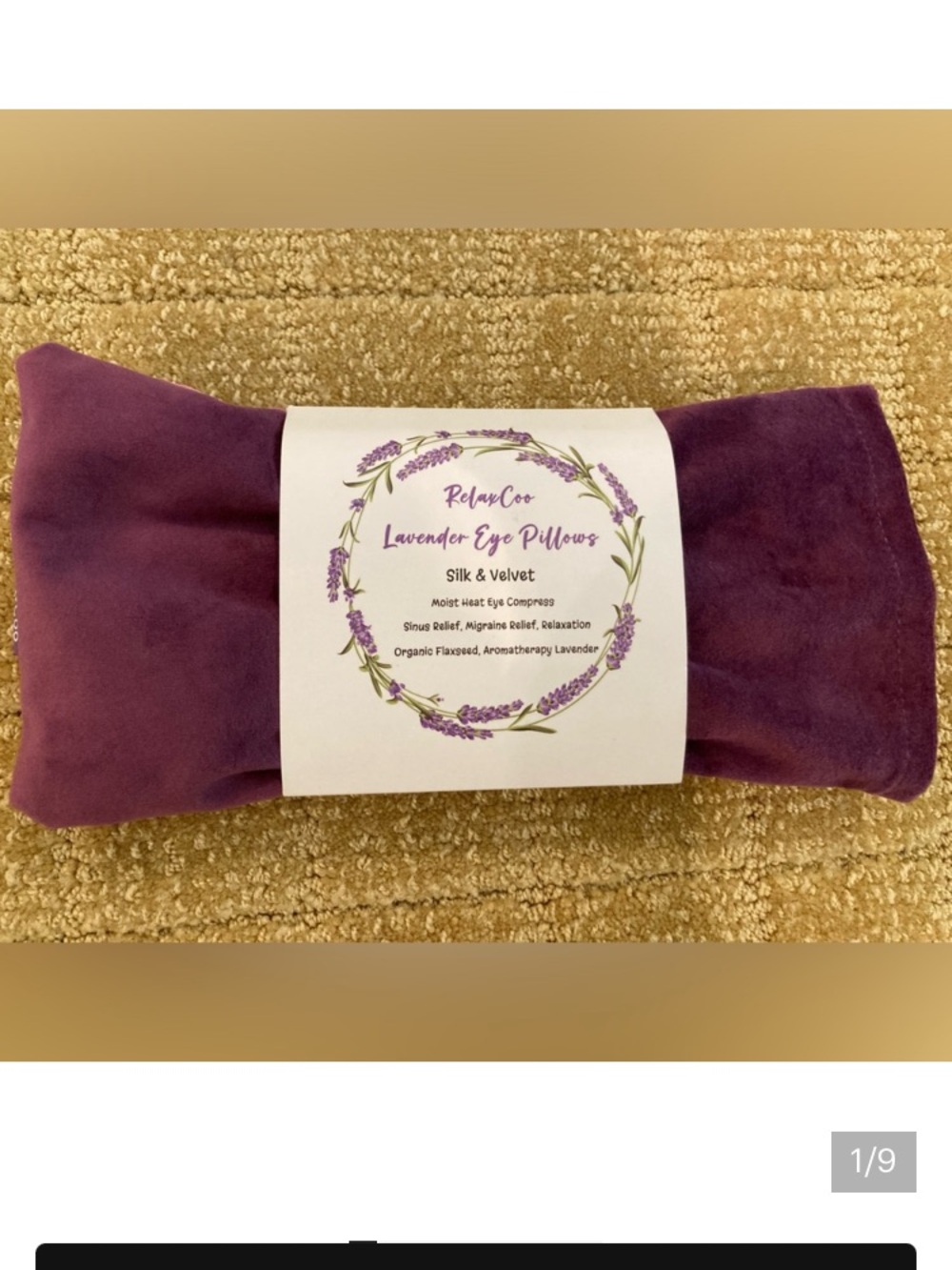 NWT RelaxCoo Lavender Eye Pillow migraine relief relaxation Aromatherapy Lavendr